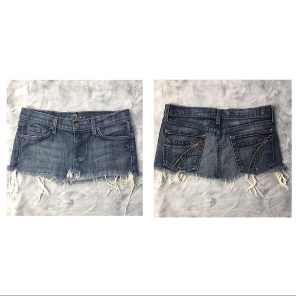 7 For All Mankind Dresses & Skirts - 7 For All Mankind -Homemade Jean Frayed Mini Skirt